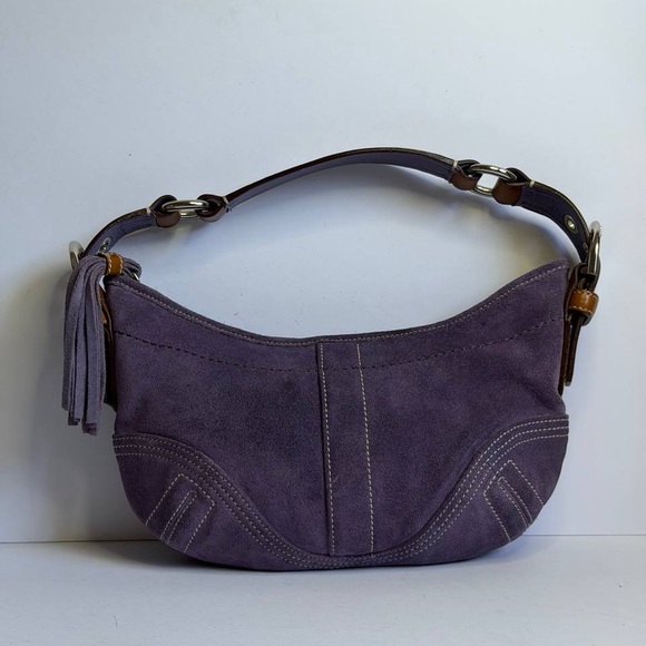 Coach Y2K Mini SoHo Hobo Shoulder Bag in Purple Suede/Brown Leather Accents